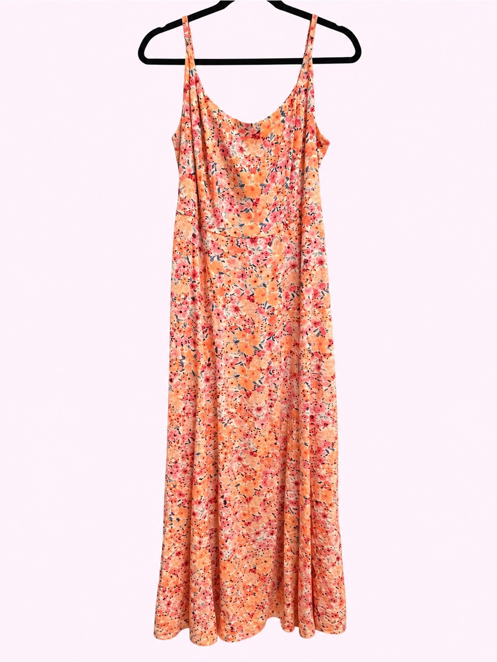 Sunset Floral Slip Maxi Dress - Peach Pink